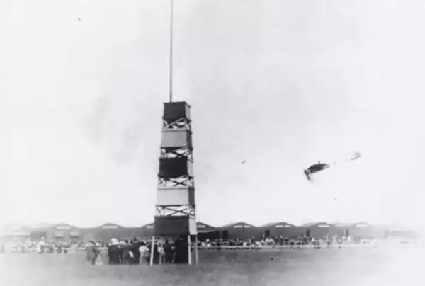 Earle Ovington lands his Bleriot monoplane at Belmont