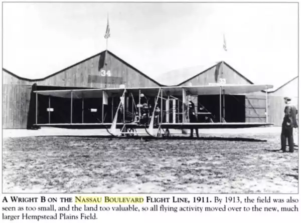 Wright B on Nassau Boulivard flightline