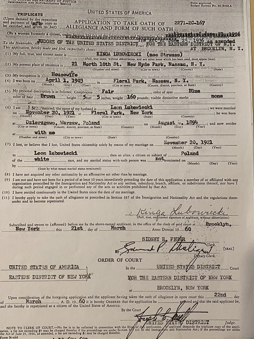 Kingas citizenship oath application