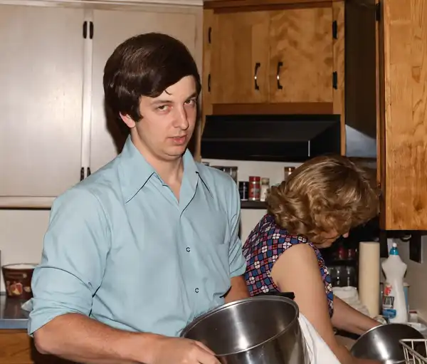 Ed Jr helping with the dishes