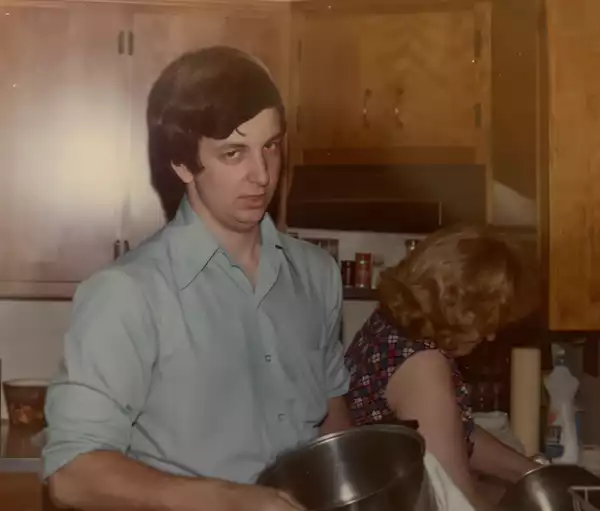 Ed Jr helping with the dishes