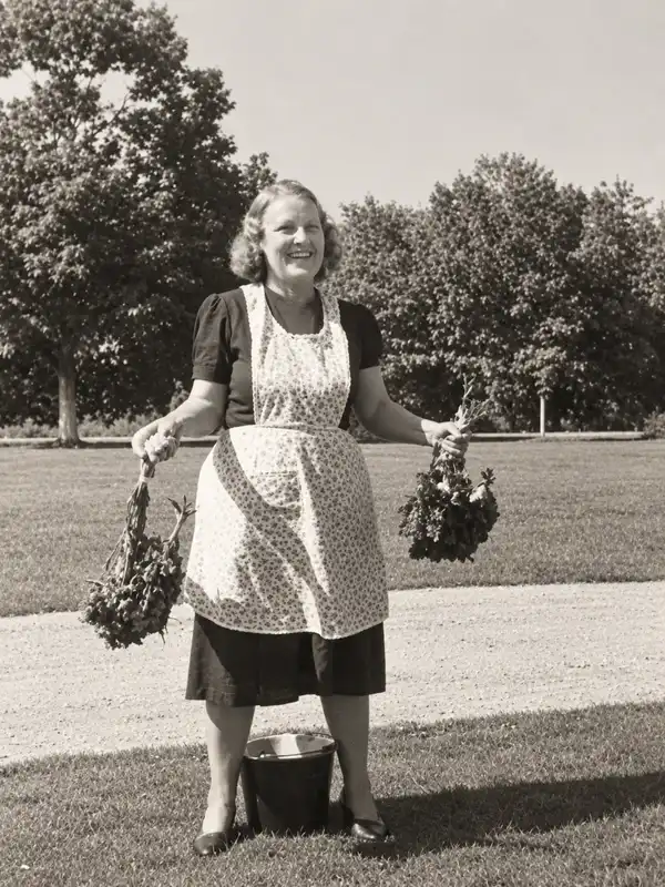 Jane with chickens