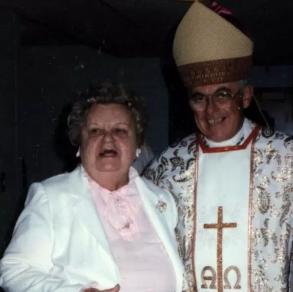 Lillian with Bishop Kellenberg